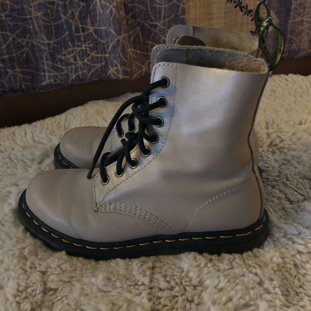 Tan lace up Dr. Martens